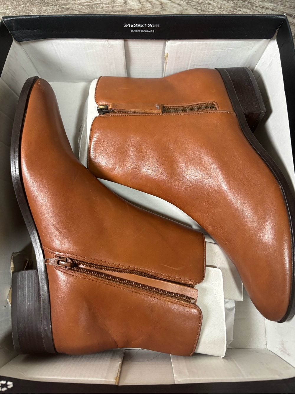 Naturalizer Men's Cognac Leather Chukka Zip Boots
